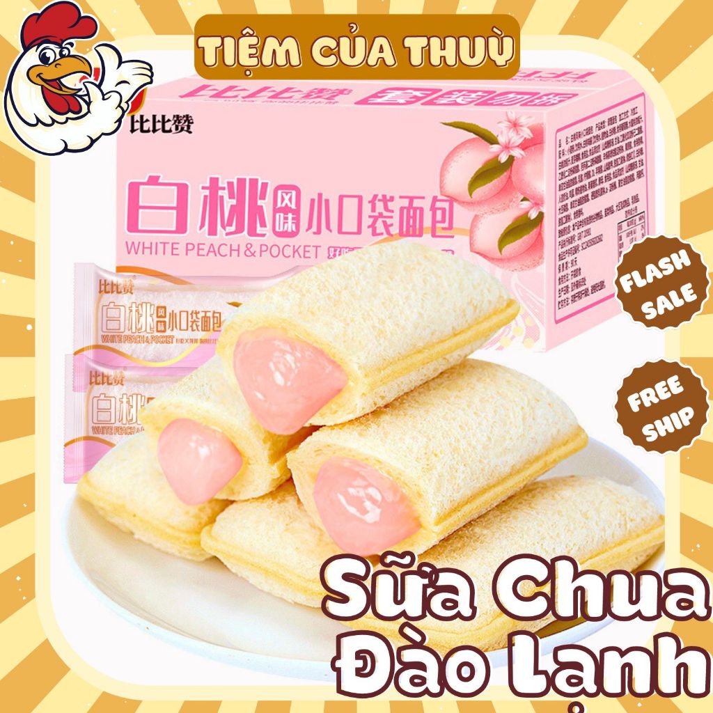 Bánh Sữa Chua Kem Đào Đài Loan Phiên Bản Mới, Bánh Mì Sữa Chua Đài Loan Kem Đào Lạnh,