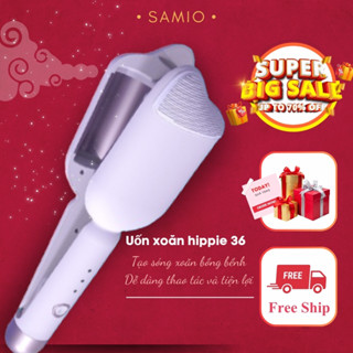  Máy Uốn Tóc Xoăn Sóng Nước Hippie 36mm Máy Dập Xoăn Rãnh Sâu Chất Liệu Gốm Sứ Ion Âm - SAMIO 