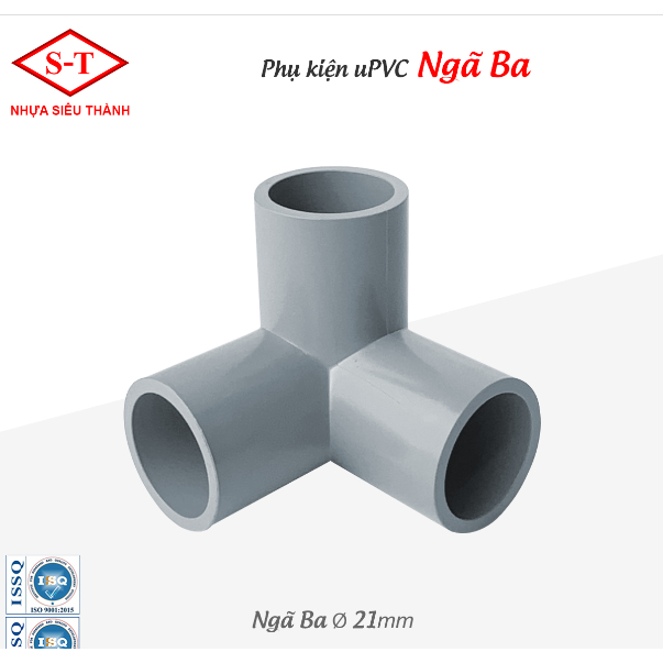 Co góc 3 hướng, co 3 nhánh phi 21,27,34,42,49,60,90,114mm nhựa Siêu Thành- BH 12 tháng
