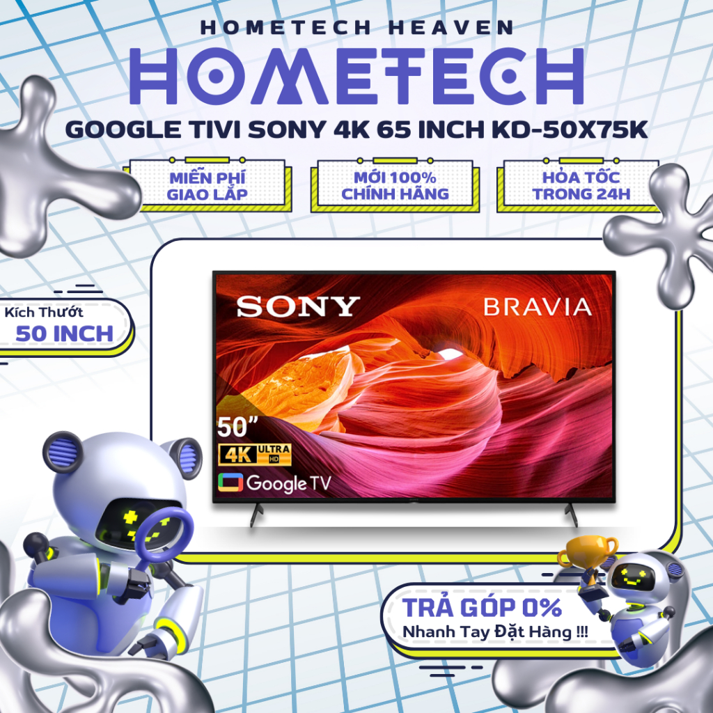 [GIAO LẮP MIỄN PHÍ] KD-50X75K - Google Tivi Sony 4K 50 inch KD-50X75K - Hàng Chính Hãng, Mới 100%