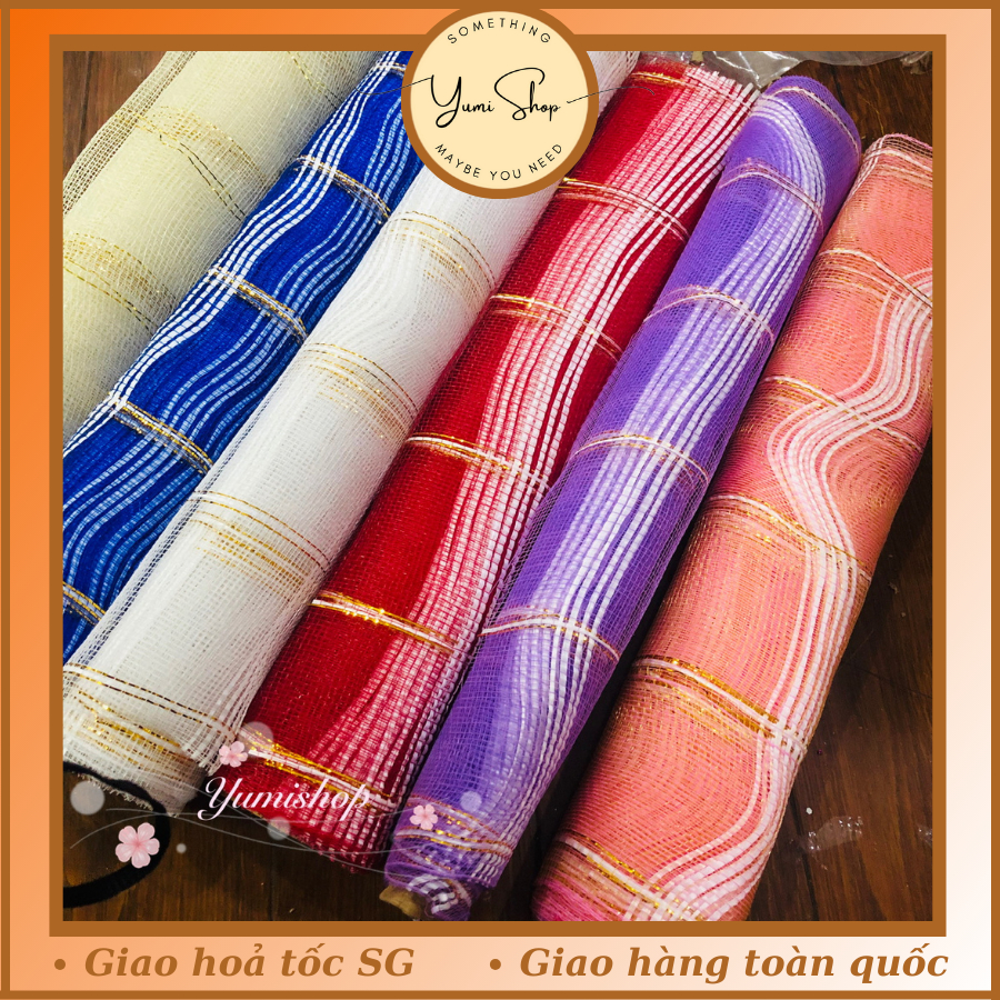 Khổ 2m x 52cm Lưới Nhựa Gói Hoa Tươi Phong Cách Hàn Quốc Đan Sọc