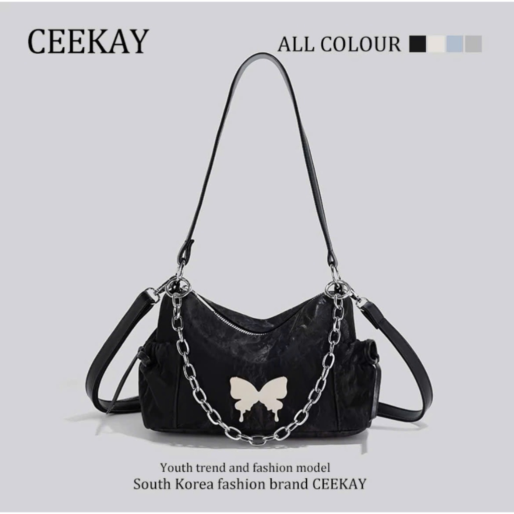 Túi Xách Ceekay Chính Hãng - Túi Đeo Chéo Da Mềm Phối Logo Cánh Bướm Đúc Nguyên Khối Cao Cấp Năng Động Nữ Tính
