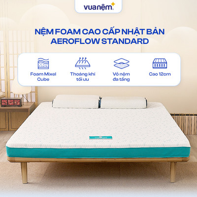 Nệm Foam Aeroflow Standard Nhật Bản Cao Cấp Êm Ái Mềm Mại Nâng Đỡ Tối Đa Vua Nệm