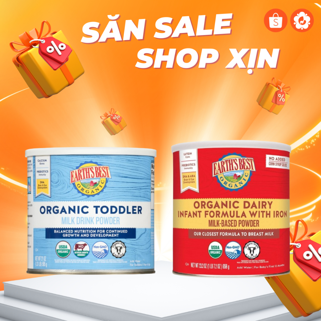 Sữa Earth's Best Organic Xanh/ Đỏ (Hộp 595g)