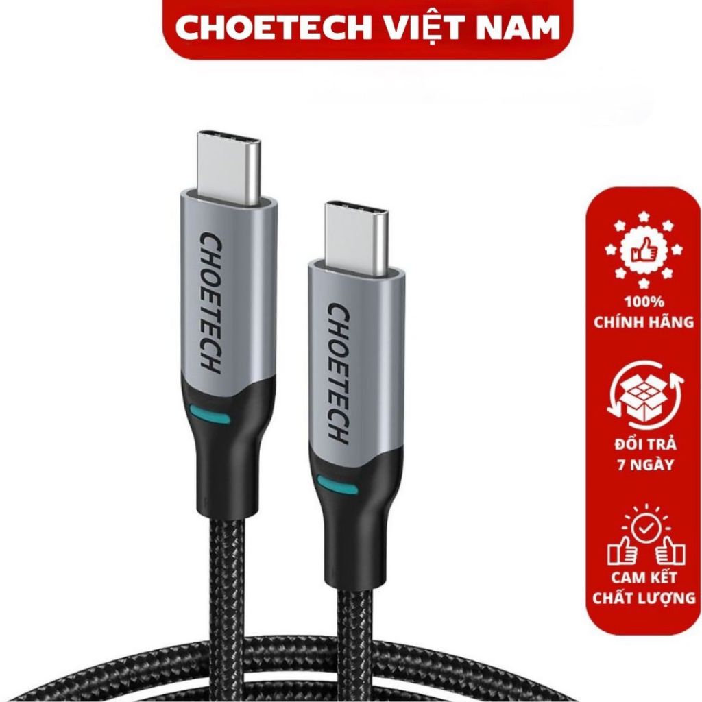 Cáp sạc nhanh 100w type c to type c dài 1.8m Choetech XCC-1002 - hàng chính hãng