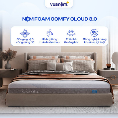 [ĐƠN 10TR TẶNG 1 BỘ CHĂN BÉ] Nệm Foam Comfy Cloud 3.0 Nâng Đỡ - Làm mát - Kháng Khuẩn