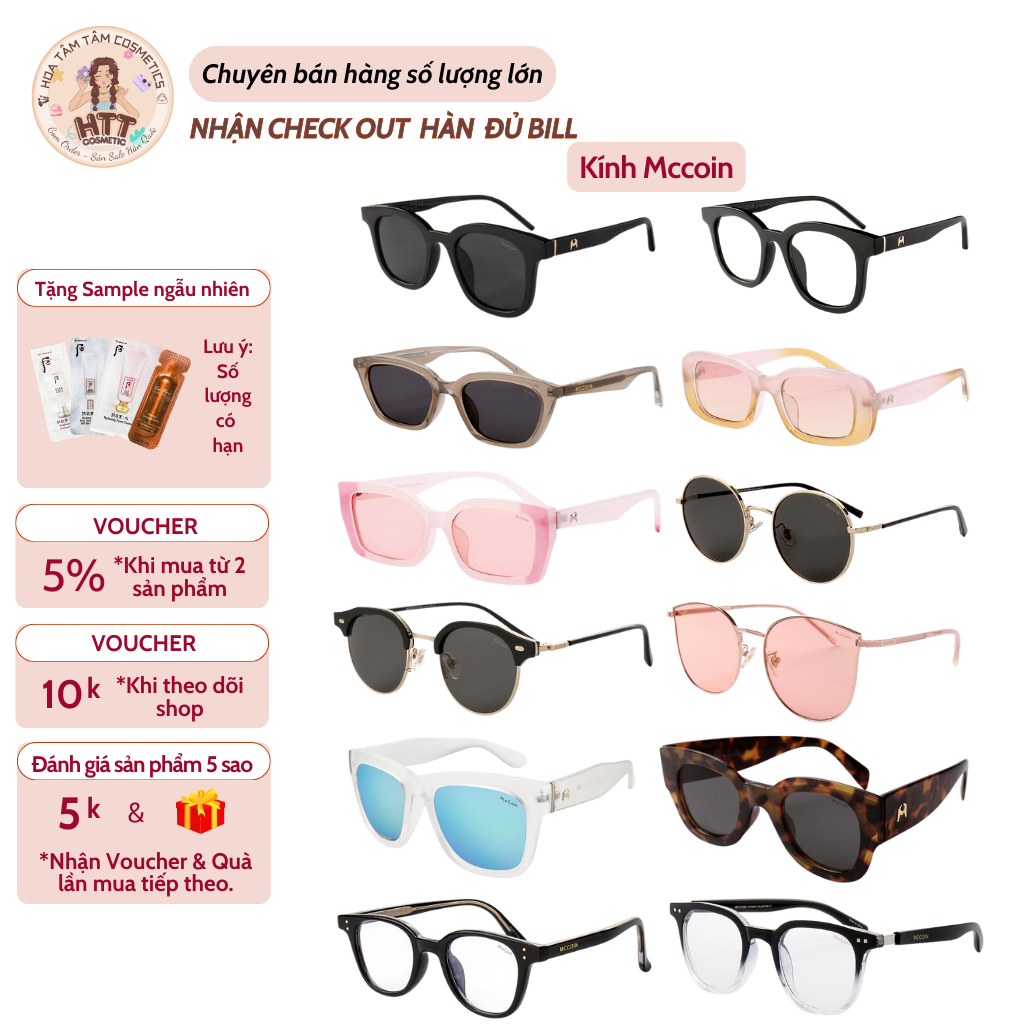 Kính thời trang unisex Mccoin Hàn Quốc Nam & Nữ kính râm đi biển chống tia UV ( 158 mẫu - có sẵn )