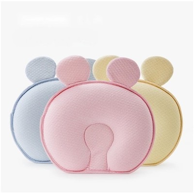 Gối cao su non cho bé chống bẹp đầu hình tai gấu KidsWorld cho bé từ 0-12 tháng mềm mịn thoáng khí