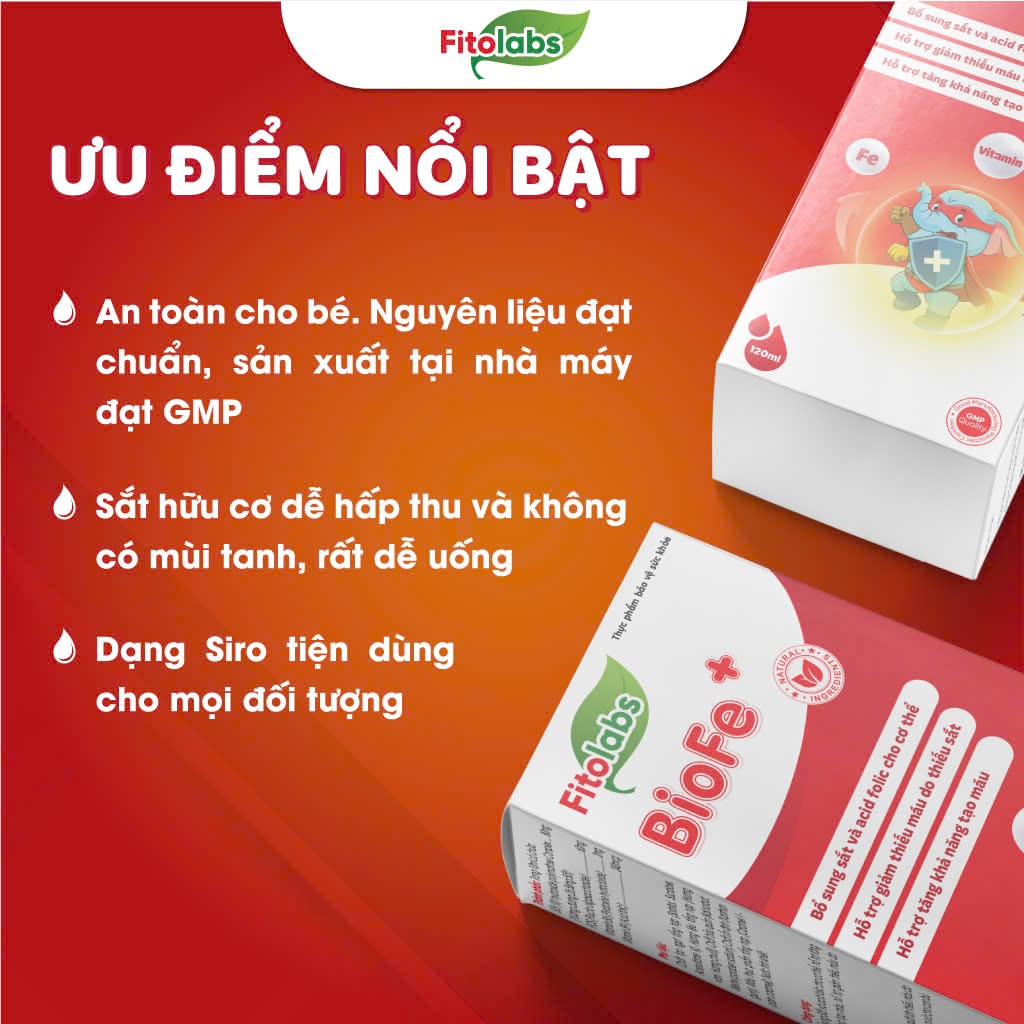 Thực Phẩm Bổ Sung Sắt Và Kẽm Hữu Cơ Cho Bé Fitolabs BioFe Tăng Cường Đề Kháng, Giảm Thiếu Máu, An Toàn