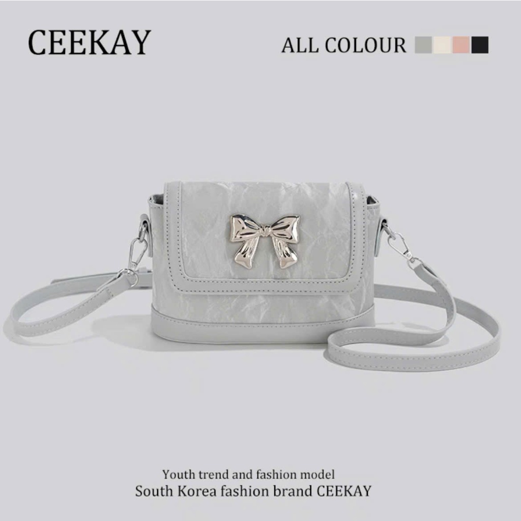 Túi Xách Ceekay Chính Hãng - Túi Đeo Chéo Da Vân Loang Quai Đeo Da Đính Logo Nơ Nhẹ Nhàng Thanh Lịch Cao Cấp
