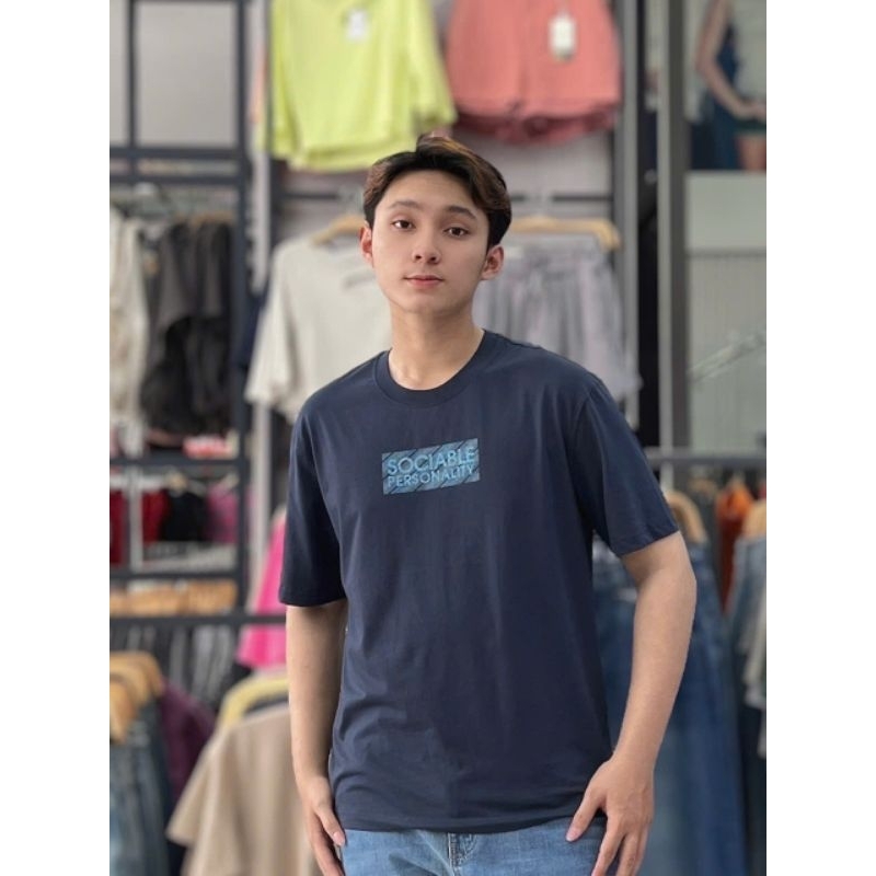 #The Blues - Áo Thun Nam 24118 Mới Xanh Navy #BLUE EXCHANGE#.