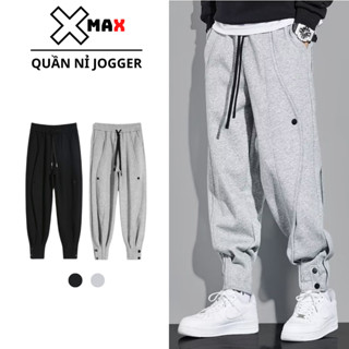 Quần jogger nam vải nỉ 2 da form rộng XMAX quần nỉ phối cúc bo gấu phong cách thể thao Hàn Quốc B139