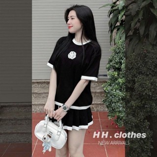 SET CHÂN VÁY XẾP LI HOA TRÀ VIỀN - HÀNG THIẾT KẾ