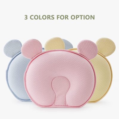 Gối cao su non chống méo đầu hình tai gấu KidAndMom cho bé từ 0-12 tháng tuổi, mềm mịn, thoáng khí