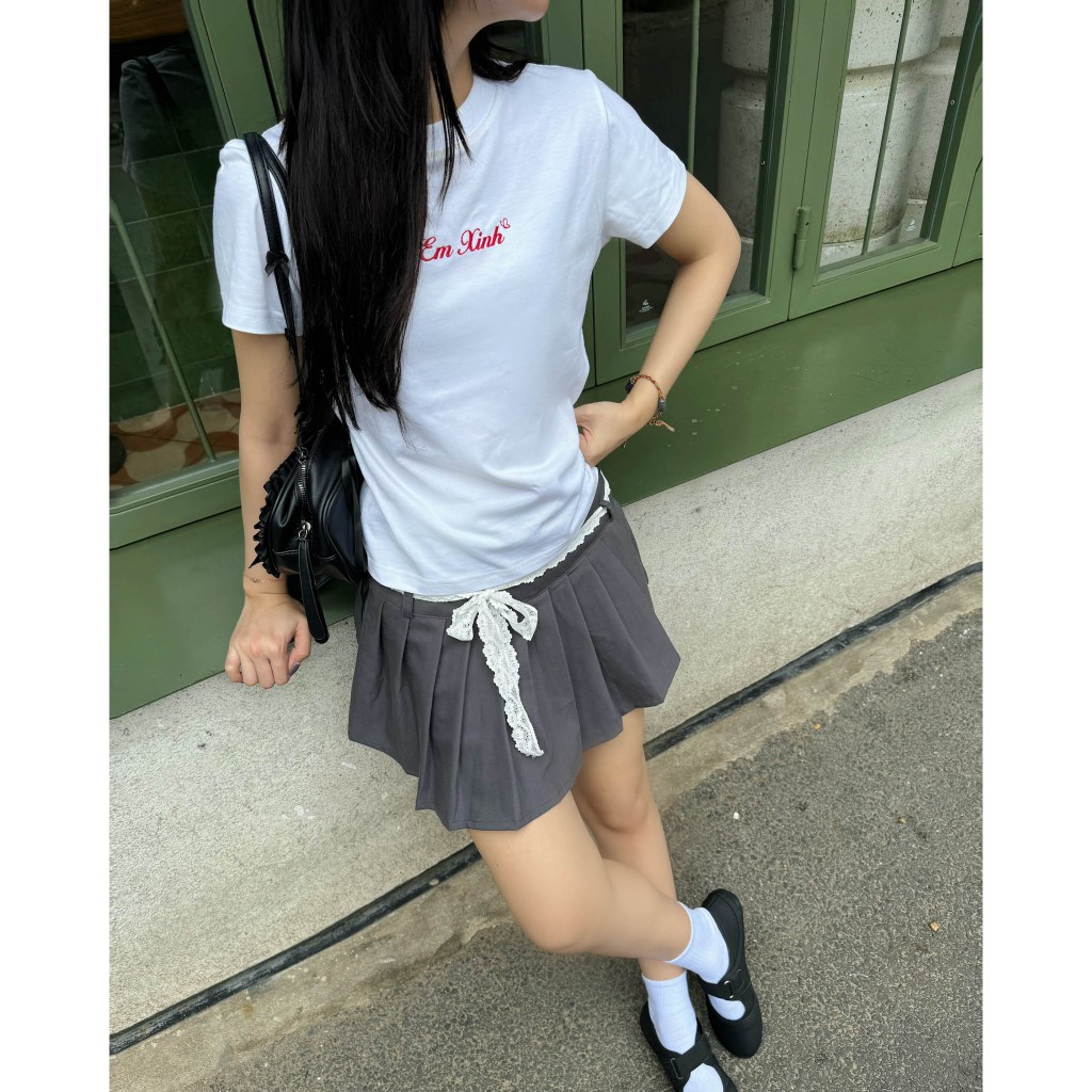 Moodie - Lace Skirt | Chân Váy Xếp Ly Bản Lưng To Phối Ren Tặng Kèm | BigBuy360 - bigbuy360.vn