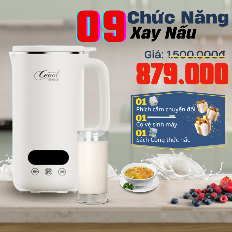 Máy làm sữa hạt đa năng Ceool - Dung tích 1L - Chính hãng xay nấu siêu nhuyễn mịn chống trào - Bảo hành 12 tháng
