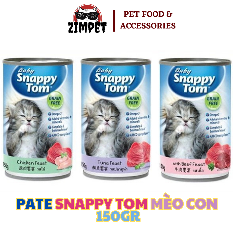 Pate Snappy Tom cho mèo con lon 150gr