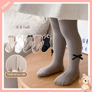 Quần Tất Len Liền Bàn Đính NƠ NHỎ Q02 Cho Bé Gái 0-8 Tuổi, Chất Len Mềm Mại, Dễ Thương