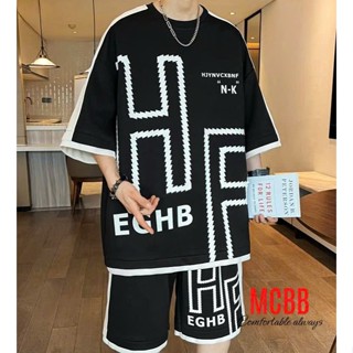 Mcbb 41-76 kg 100% vải cotton bộ quần áo nam cộc tay áo phông quần đùi đồ bộ nam mặc nhà