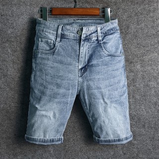 Quần Short Jean Nam Xanh Nhạt Cào Nhẹ