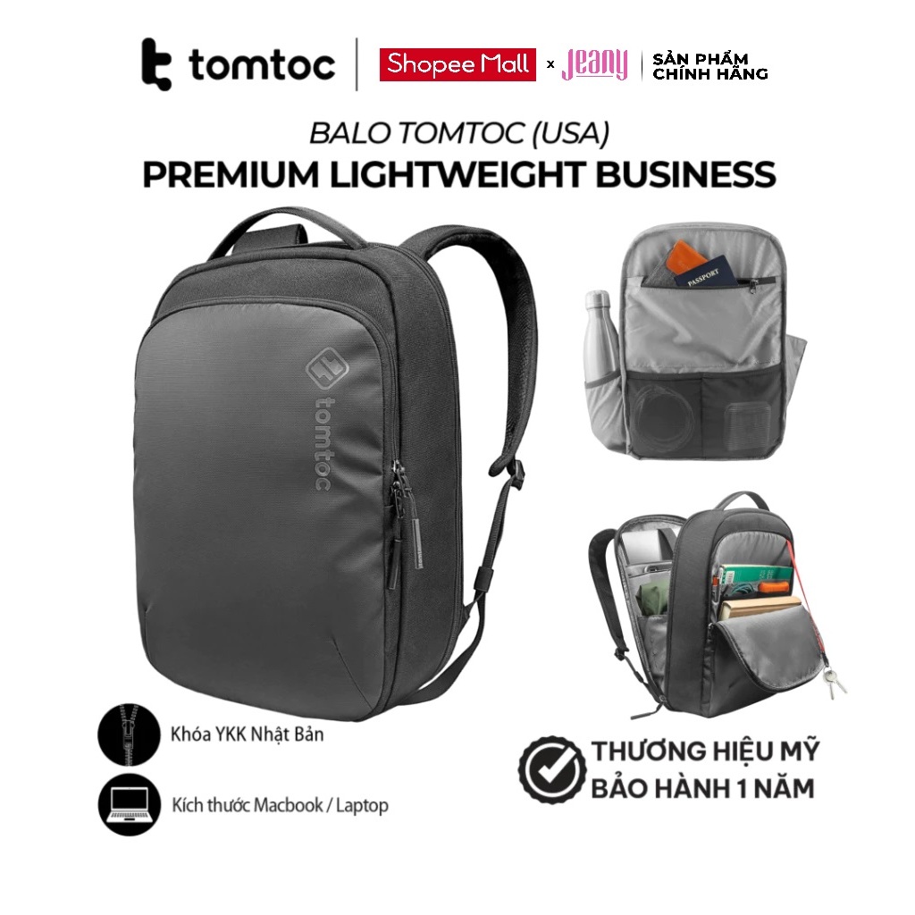 Balo Tomtoc Premium Lightweight Cordura Business Corner Armor For Macbook 16inch - Chính hãng