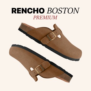 Dép Nam RENCHO dép da bít mũi MULE BOSTON PREMIUM LÓT DA BÒ NGUYÊN TẤM đế trấu định hình lòng bàn chân 