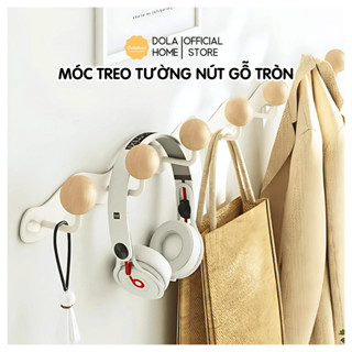 Móc treo nút gỗ tròn Dola Home HCM treo tường móc gắn tường gắn cửa treo đồ dùng, quần áo, tai nghe, đồ dùng gia đình