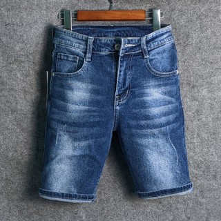 Quần Short Jean Nam Màu Xanh Bạc Màu Cào Xước Thời Trang Trang