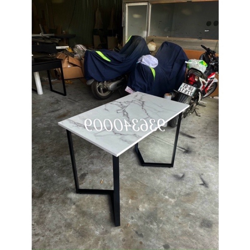 bàn làm việc chân V mặt gỗ giả đá