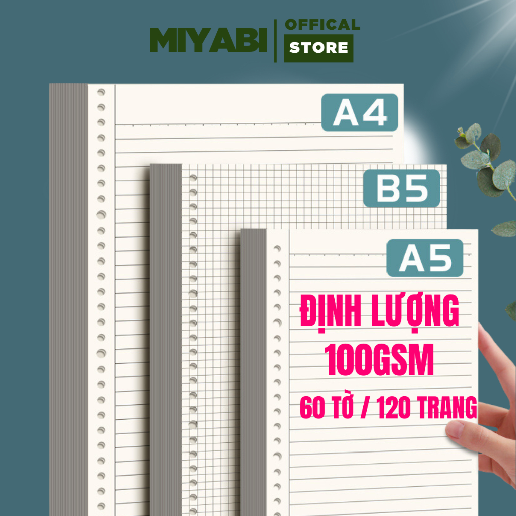 Giấy sổ còng giấy refill, ruột sổ còng A5 B5 A4 20 26 30 lỗ, sổ còng giấy còng refill caro kẻ ngang 