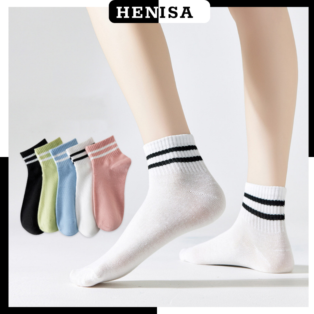 Tất vớ nữ - Tất cổ ngắn Shahara chất Cotton viền kẻ ngang mềm mại co giãn bốn chiều Mã ST204