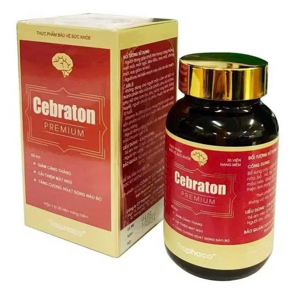 ✔(Chính Hãng) Cebraton Premium Traphaco Bổ Não Giảm Căng Thẳng Đau Đầu Cải Thiện Mất Ngủ Lọ 30v