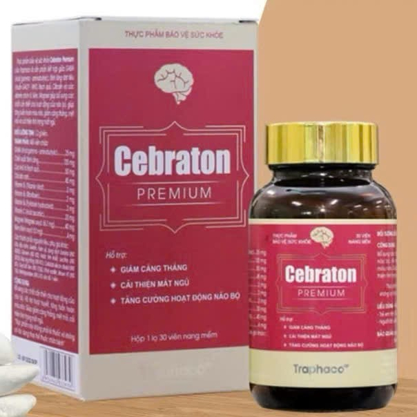 ✔(Chính Hãng) Cebraton Premium Traphaco Bổ Não Giảm Căng Thẳng Đau Đầu Cải Thiện Mất Ngủ Lọ 30v