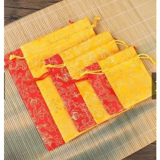 Combo 5 túi gấm dây rút họa tiết long phụng, chữ phúc, chữ hỷ cao cấp