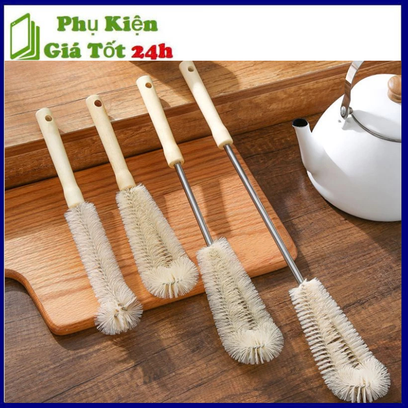 Cọ rữa ly cốc, bình sữa,bình nước, có cán cầm tay gỗ nhiều kích thước đa năng. Cây cọ rữa tiện lợi