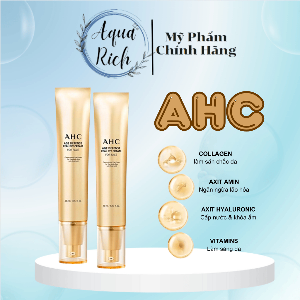 Kem Dưỡng Mắt AHC Age Defense Real Eye Cream Vàng 40ml Chống Nhăn Và Giảm Thâm Quầng Mắt