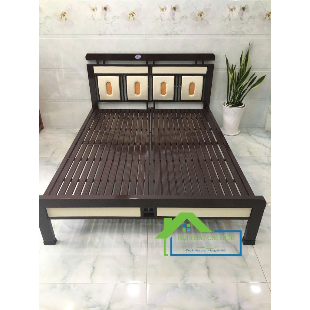 giường sắt hộp kiểu gỗ 1m8x2m