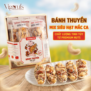  Bánh thuyền mix siêu hạt Mắc ca VIGONUS cao cấp không đường giàu dinh dưỡng phù hợp ăn kiêng keto 