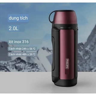 Bình giữ nhiệt du lịch PHILIPS bình giữ nhiệt dung tích lớn xe hơi du lịch dã ngoại AWP2626 2L