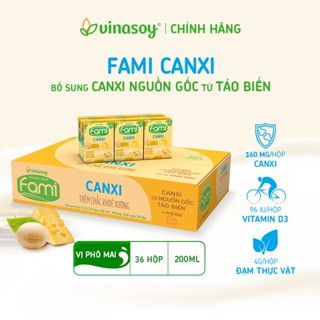Thùng sữa đậu nành Fami Canxi Phô Mai (36 hộp x 200ml)