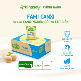 Thùng sữa đậu nành Fami Canxi có đường (40 bịch x 200ml)