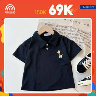 Áo thun polo cho bé trai Magickids cộc tay cổ đức chất cá sấu thấm hút mồ hôi thêu thú dễ thương Quần áo trẻ em AO22023