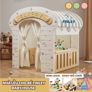 Nhà lều cho bé Baby House, nhà chơi Tặng Rèm vải - Bàn chơi lego - Khay đựng đồ chơi