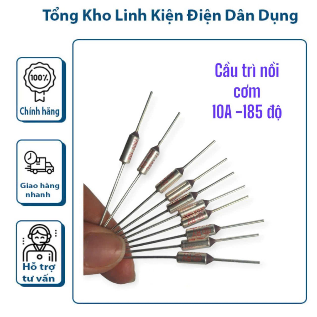 Combo 10 chiếc cầu chì - trở nồi cơm 250V 10A 185 độ