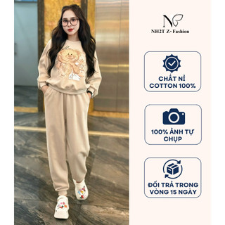 Set đồ thu đông nữ NH2T form vừa tôn dáng hoạt tiết gấu mẹ con dễ thương SN07