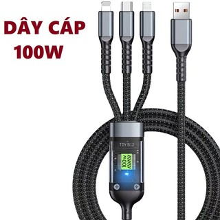 Dây Cáp Sạc Nhanh 3 Trong 1 100W Micro USB Type C Cho Samsung Sạc Điện Thoại Micro Usb Dài 1m