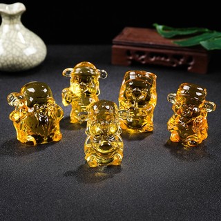 Bộ tượng ngũ thần tài bằng pha lê (Phúc - Lộc - Thọ - Tài  - Hỷ)