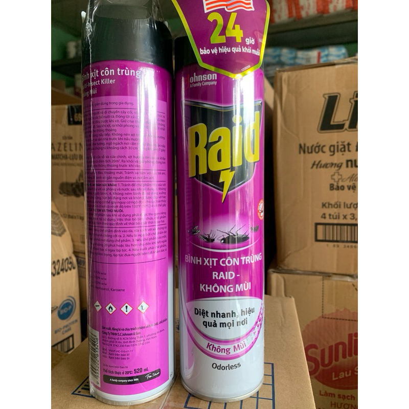 combo 2 bình xịt côn trùng Raid không mùi chai 520ml