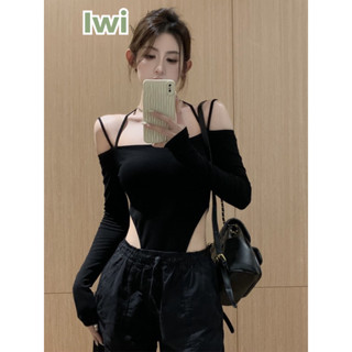  Bodysuit Tay Dài Cổ Yêm IWI SHOP Thiết Kế Khoét Eo Cao Quyến Rũ Áo Liền Thân Chất Thun Tăm - BS025 