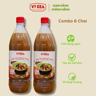 (Combo 6 chai) Nước Cốt Phở Bò Cô đặc Vị Gia 1kg,thơm từ thảo mộc, ngọt vị từ xương.